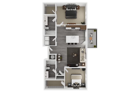 a 3d floor plan of a bedroom apartment